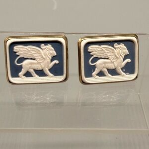 Gold and Blue Lion Cufflinks